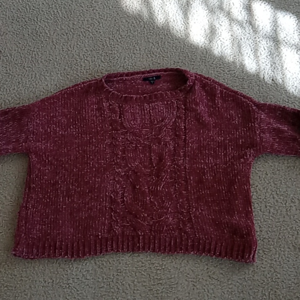 IRIS Cropped Pink Knitted Long Sleeve Sweater